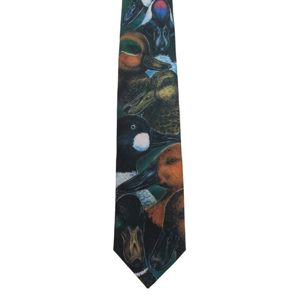 Ralph Marlin Duck Print 100% Polyester Mens Necktie Tie Vintage Wedding Work - Picture 1 of 6